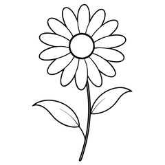 Daisy Flower Coloring Book Page – Line Art Outline Drawing for Floral Botanical Illustration