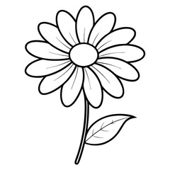 Daisy Flower Coloring Book Page &ndash; Line Art Outline Drawing for Floral Botanical Illustration