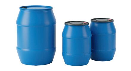 Isolated Blue Plastic Barrels