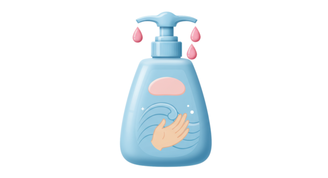 Isolated Soap Dispenser with Hand Illustration for Hygiene