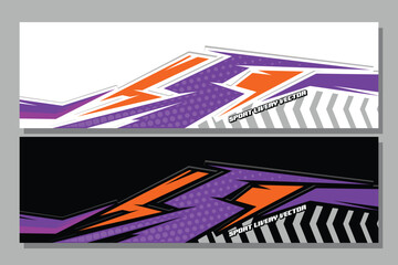 Modern racing car wrap. livery design with elegant racing line theme with orange color combination EPS 10