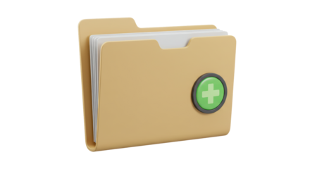 Isolated Folder with Plus Sign Symbol for New File Addition