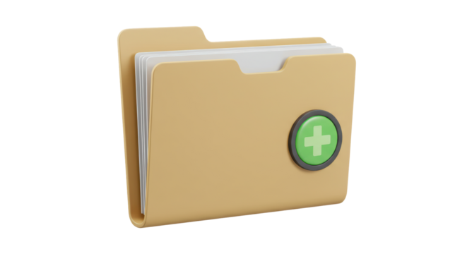 Isolated Folder with Plus Sign Symbol for New File Addition