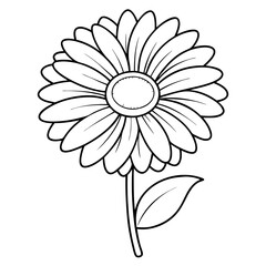 Gerbera Daisy Flower Coloring Book Page – Line Art Outline Drawing for Floral Botanical Illustration