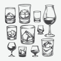 Glass hand drawing vintage illustration