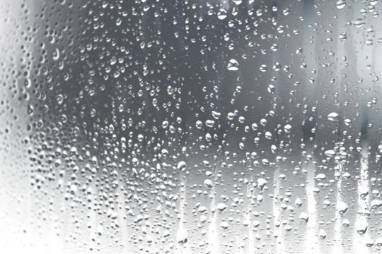 Water drops on a window with transparent background