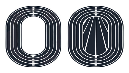Obraz premium Running Track Vector Illustration With Lanes And Sports Field Markings Design