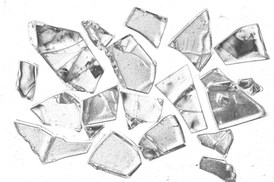 Shattered glass pieces