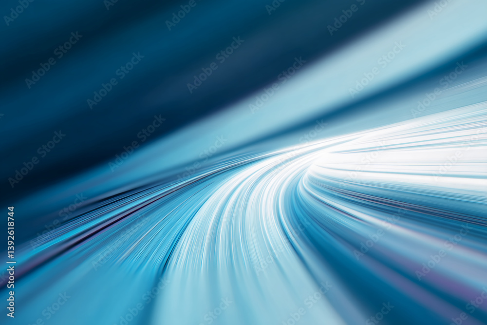 Poster abstract blue and white lines swirl, creating a dynamic, speed-like effect, showcasing motion, energ