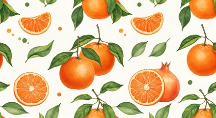 Watercolor Citrus Symphony: A Vibrant Fruit Pattern AI Generated