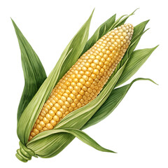 Realistic Corn on the Cob with Vibrant Yellow Kernels &ndash; Farm-Fresh Macro Photography