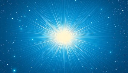 Fototapeta premium Celestial Burst Bright Star Explodes in Blue Cosmic Sky.