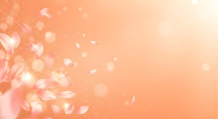Generative AI, Dreamy floral illustration, sparkling petals floating in bright space, background image