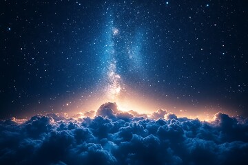 Celestial Dawn Milky Way above Cloudscape.
