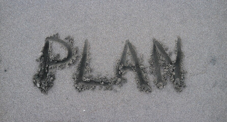 Plan lettering of beach sand