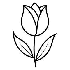 Tulip Flower Coloring Book Page Line Art Drawing