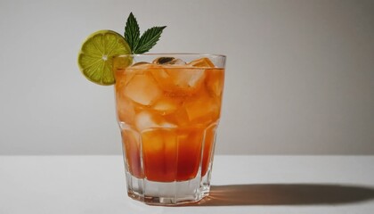 Refreshing green mojito cocktail with lime and mint leaves on a cool black background