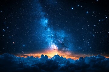 Obraz premium Celestial Sunset Milky Way over Dreamy Cloudscape.
