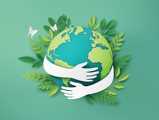 Environmental Concept with Hands Hugging the Planet