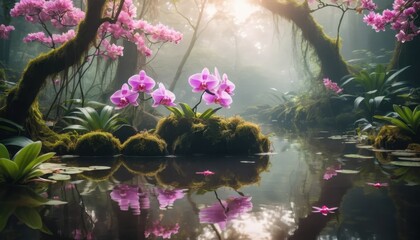 Spring in the park unveils a landscape of pink and purple flowers blooming with natural beauty