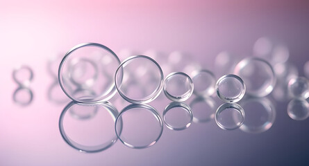 Clear Glass Spheres on Soft Gradient Background, Transparent Bubbles Photography, Modern Abstract Art, Trendy Graphic, Creative Illustration, Minimalist Design, Reflective Light