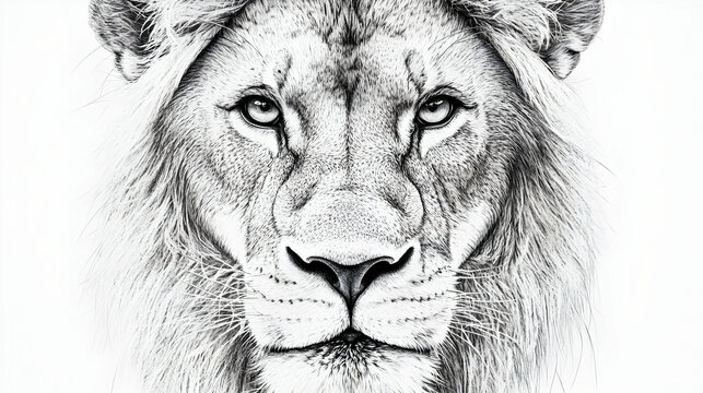 lion face drawing illustration
