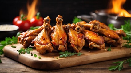 Grilled chicken drumsticks covered in barbecue sauce