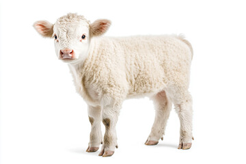 Fototapeta premium a baby cow standing on a white surface