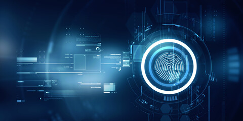 Obraz premium 2d Illustration Fingerprint Scanning Technology Concept 