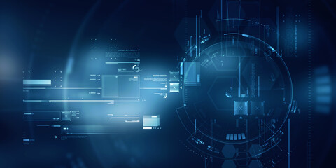 2d illustration Abstract futuristic electronic circuit technology background