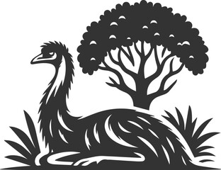 Emu bird vector silhouette