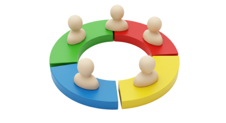 Isolated Colorful People Pie Chart Teamwork Concept