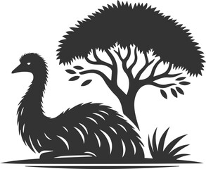 Emu bird vector silhouette