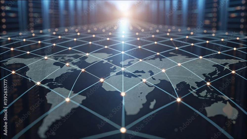Aufkleber Global Network Grid Map in Gigapixel Standard Visualization Version 2