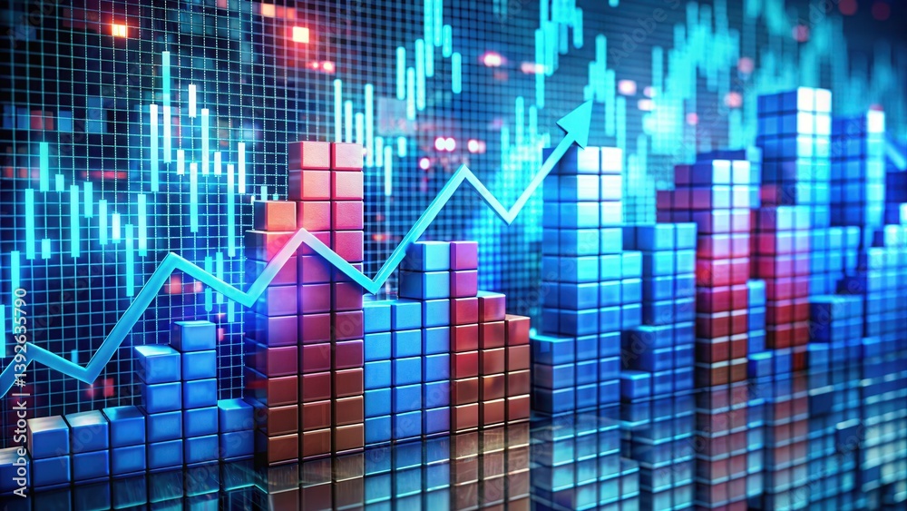 Aufkleber Digital Chart Analysis with Tariffs and Low Resolution Blocks