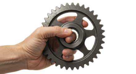 Isolated Hand holding Gear