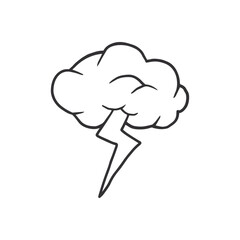 Cloud Lightning Strike Outline Illustration