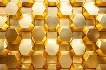 Gold wall with gold cubes on it