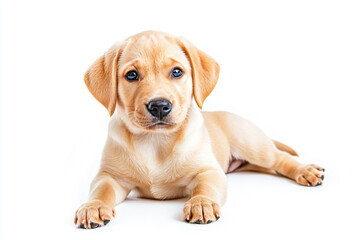 a puppy is laying down on a white surface