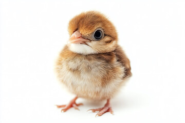 Obraz premium a small chicken with a big eye on a white background
