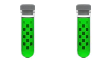 Isolated Two Test Tubes Filled with Green Liquid Solution