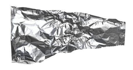 Aluminum foil scrap isolated on white background, clipping path