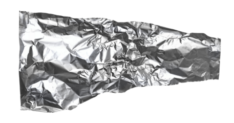 Aluminum foil scrap isolated on white background, clipping path