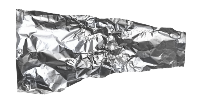 Aluminum foil scrap isolated on white background, clipping path - Powered by Adobe