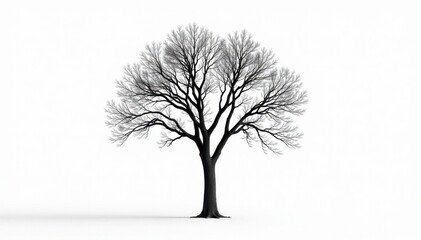 Obraz premium single tree on white background with no leaves or branches, tree isolation, bare tree