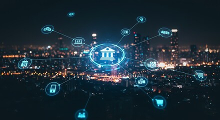 Obraz premium Nocturne of Connected Commerce AI Generated