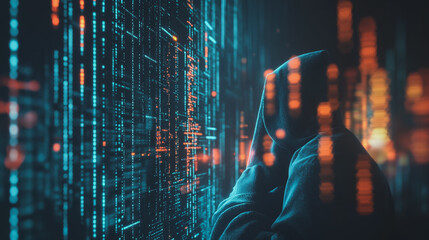 Fototapeta premium Hacker are planning to hack and attack networks and cyber security systems.abstract innovative cyber security network, using interconnected nodes to represent business partnerships on the Smart ciyt