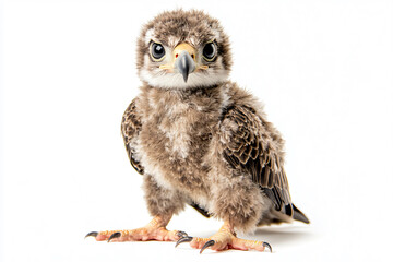 Obraz premium a small owl standing on a white surface