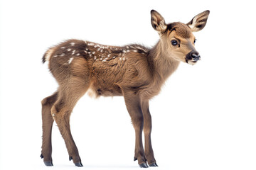 Fototapeta premium a young deer standing on a white surface