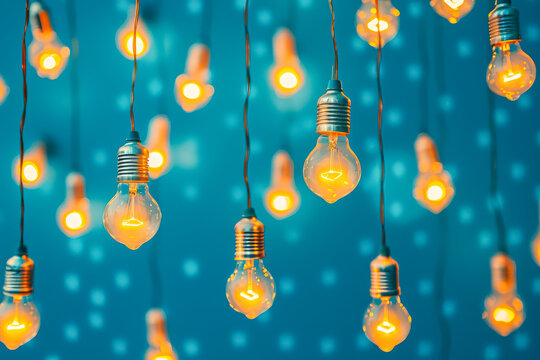 Bunch of light bulbs hanging from the ceiling